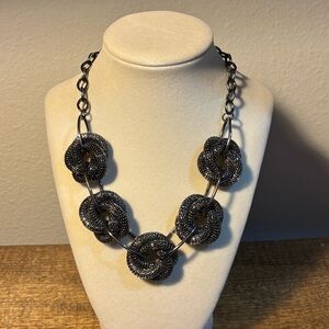 Chunky, gunmetal braided knot necklace